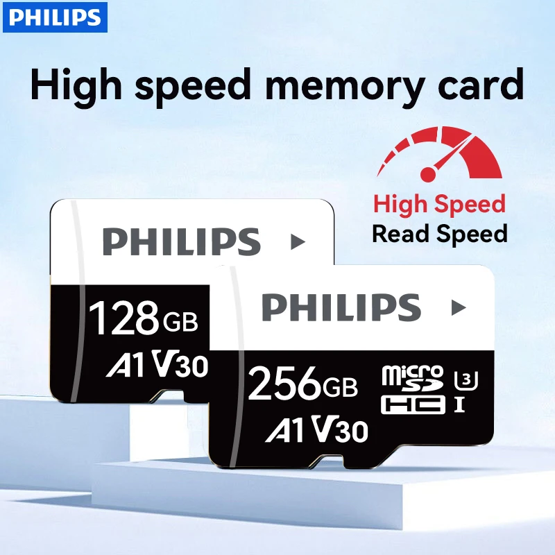 PHILIPS 128GB Micro SD Card U3 SDXC Up to 100MB/s High Speed Memory Card for Cams, DJI Pocket and Drones