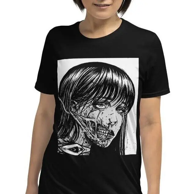 Anime Girl Horror Manga Creepy Disgusting Short-Sleeve Unisex T-Shirt High Quality 100%Cotton Short Sleeve