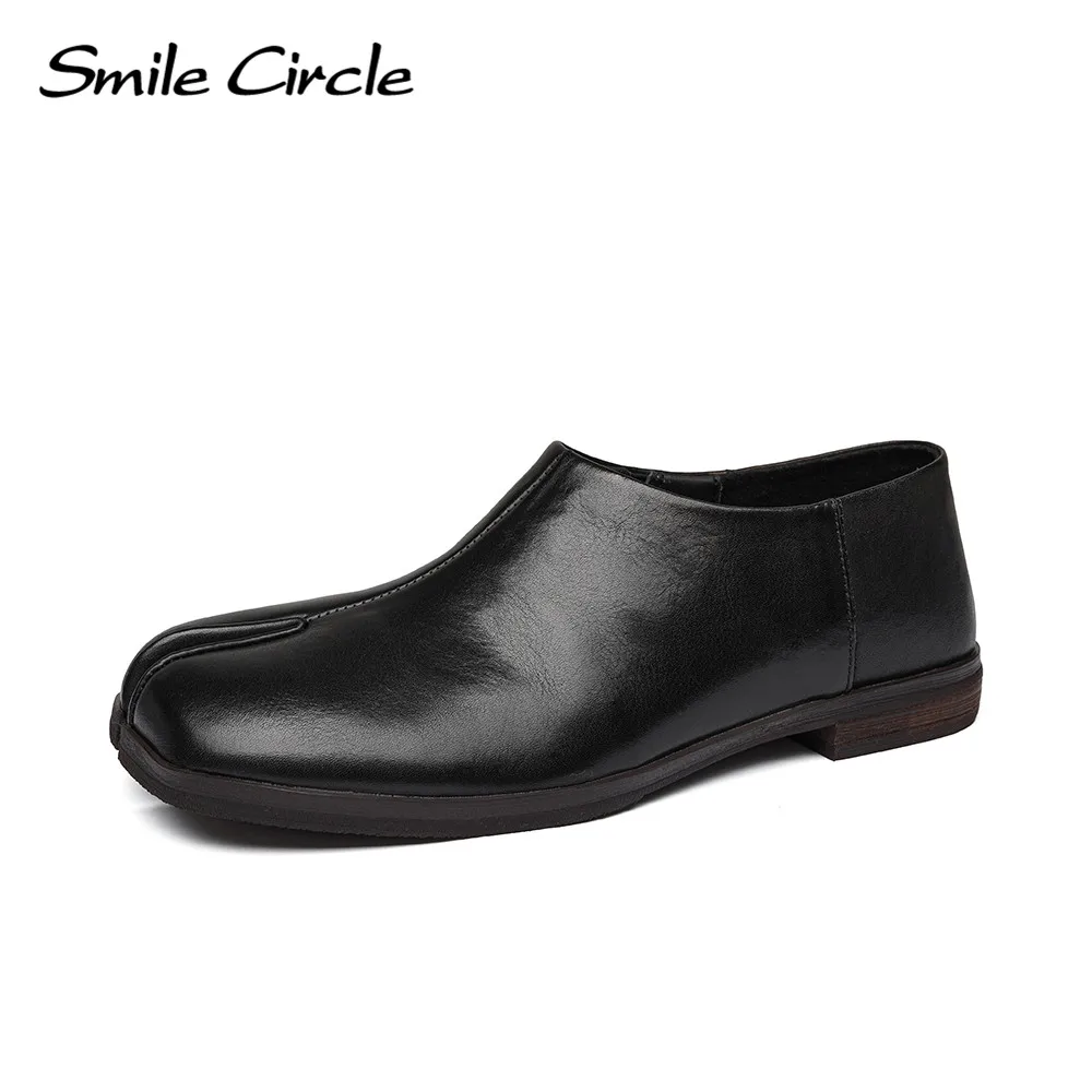 Smile Circle Women\'s Loafers Leather Tabi Ninja Shoes Comfortable Fashion Flats