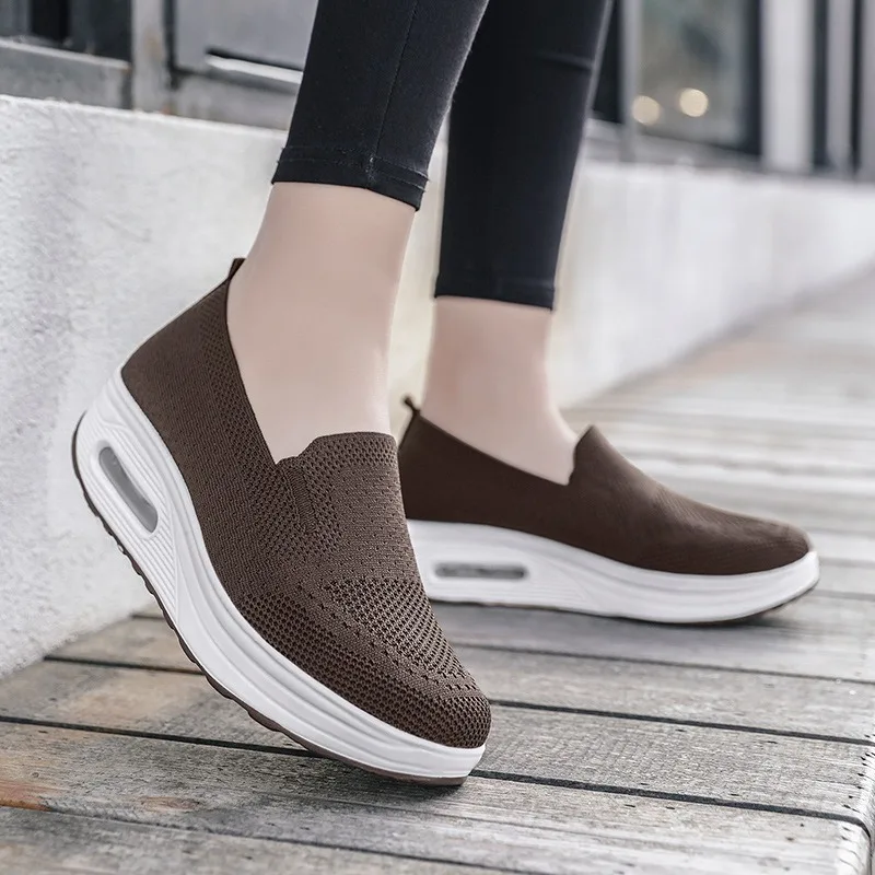 Sapatos planos tecidos respiráveis para mulheres, Sapatos voadores casuais, Moda estudantil, Esportes, Primavera