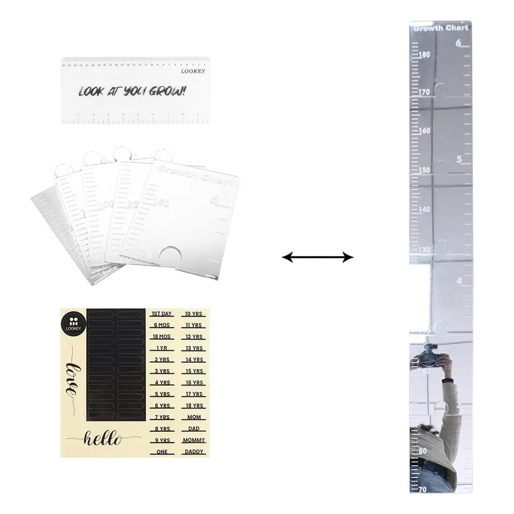 

Foldable Puzzle Mirror Growth Chart Shatterproof Acrylic Kid Mirrors Ruler Growth Chart with Tape Measure Splicable