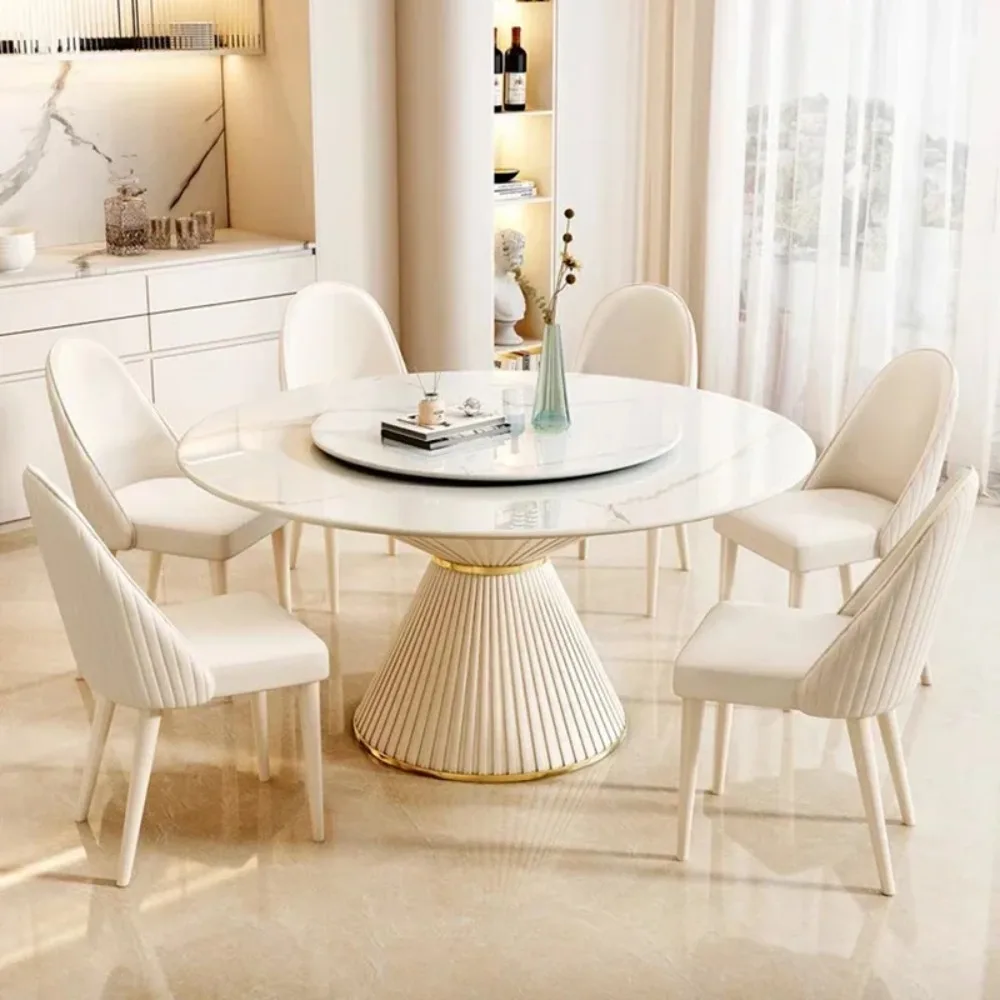 Living Room Modern Dining Table White Round Large Rotating Dining Table Breakfast Kitchen Muebles Mesa De Comedor Home Furniture