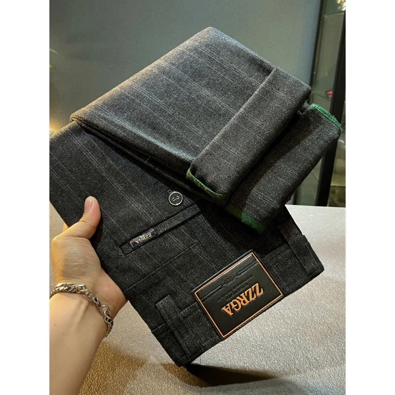 

Men's Business Pants2025Autumn Winter New High-End Fashion Straight-Leg Striped Print Casual Pants