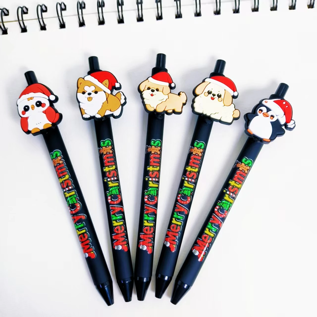 5 قطع/10 قطع قلم طباعة رقعة على شكل حيوان عيد الميلاد، قرطاسية هدايا العيد، قلم محايد قابل للتمدد #4