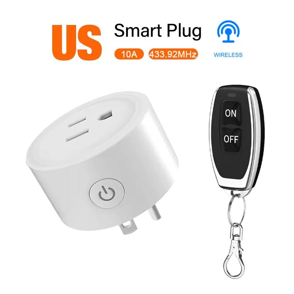 RF 433.92Mhz Wireless Smart Socket Remote Control Switch US Plug AC 220V-250V 10A 2500W Fan Lamp Coffee Machine