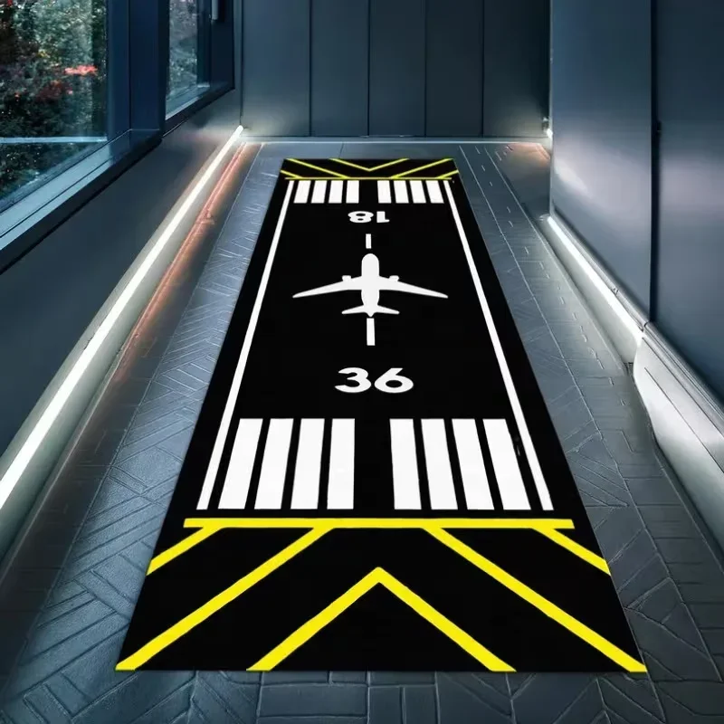 Airplane Runway Carpet Airport Runway Design Living Room Bedroom Corridor Long Strip Floor Mat Home Decoration Carpet
