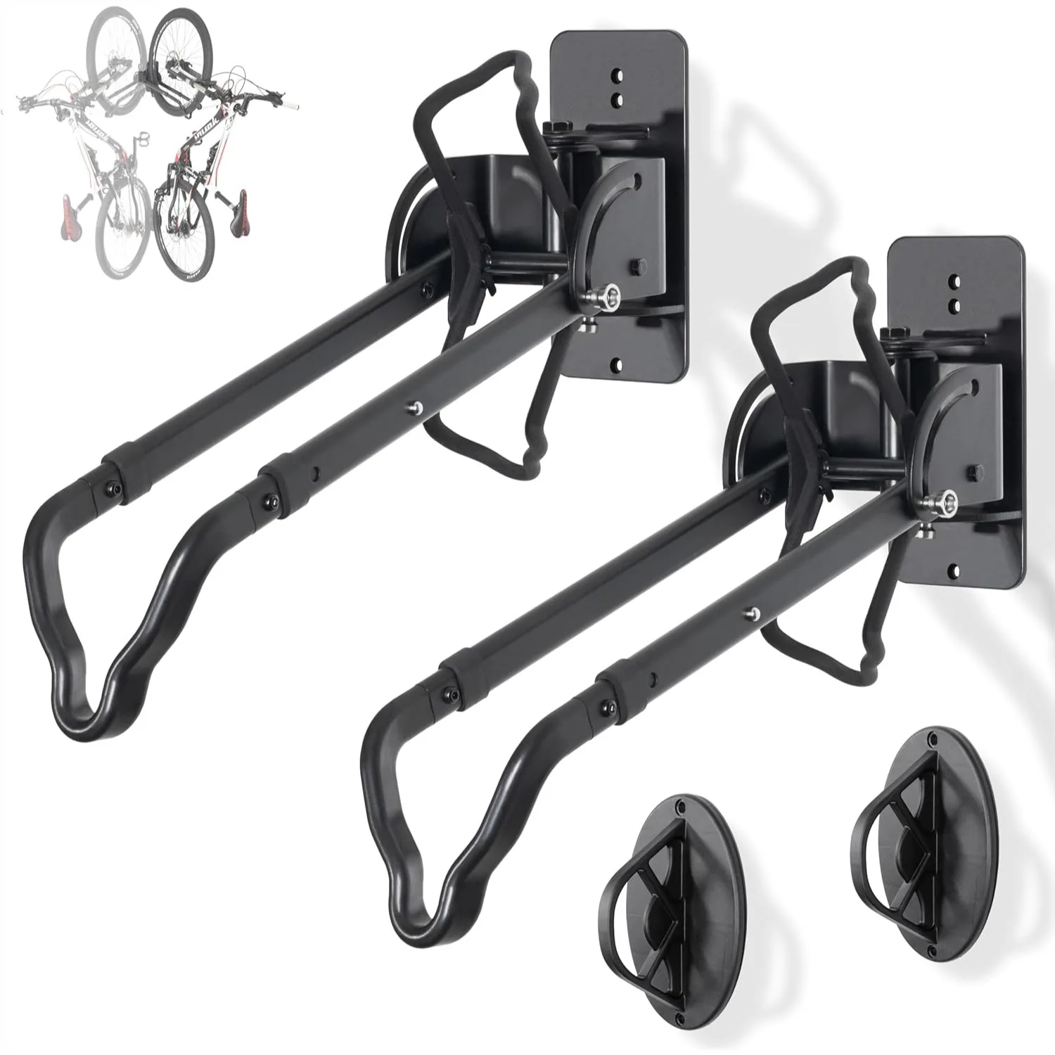 Swivel Bike Wall Mount Rack - Vertical Adjustable Foldable Bicycle Parking Rack with Wheel Holder for 20-29" MTB 700C Road Bikes