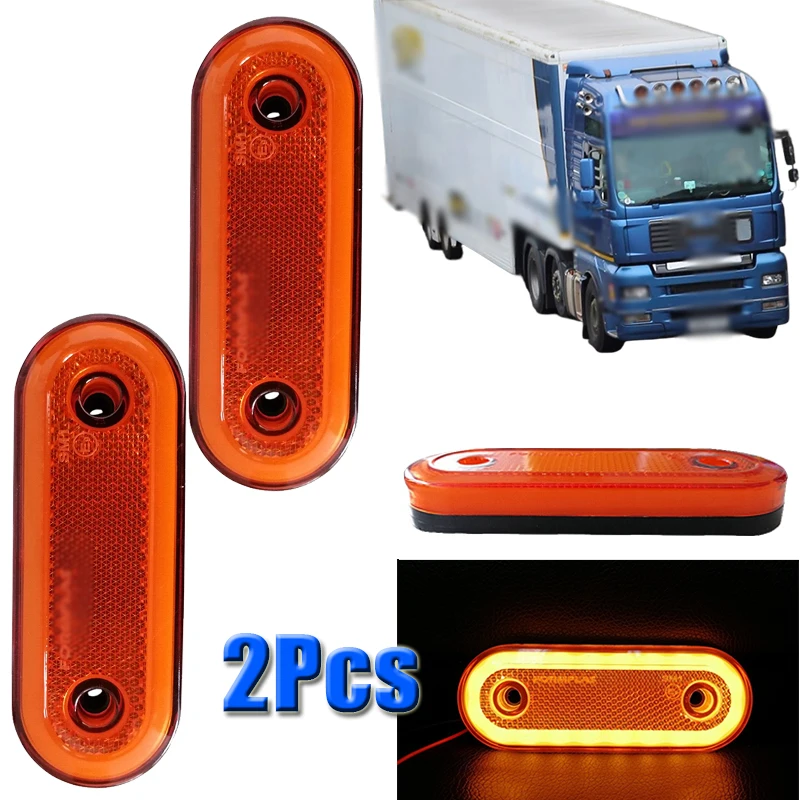 

2Pcs 12V 24V Amber Side 20 LED Marker Light Trailer Lamp LED Reflector Clearance Lights For Trailer Truck Lorry Van Signal Lamp
