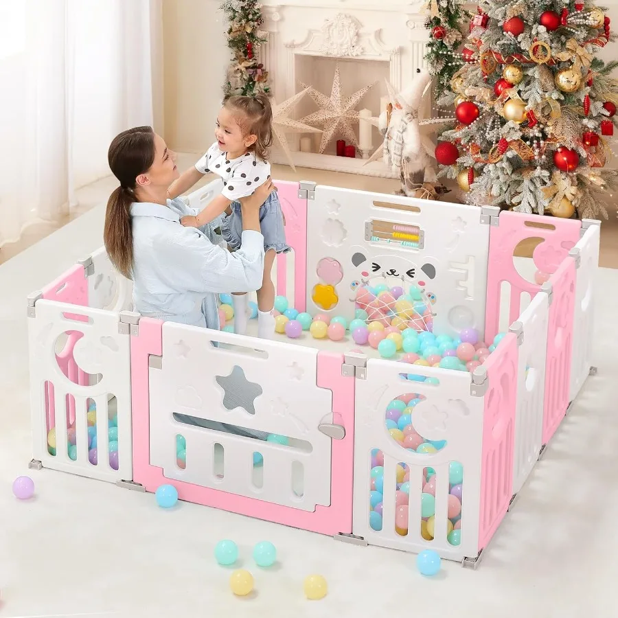 روضة أطفال للأطفال الرضع والأطفال الصغار 14 لوحة روضة قابلة للطي قابلة للتعديل منطقة لعب محمولة داخلية/خارجية نشطة #6