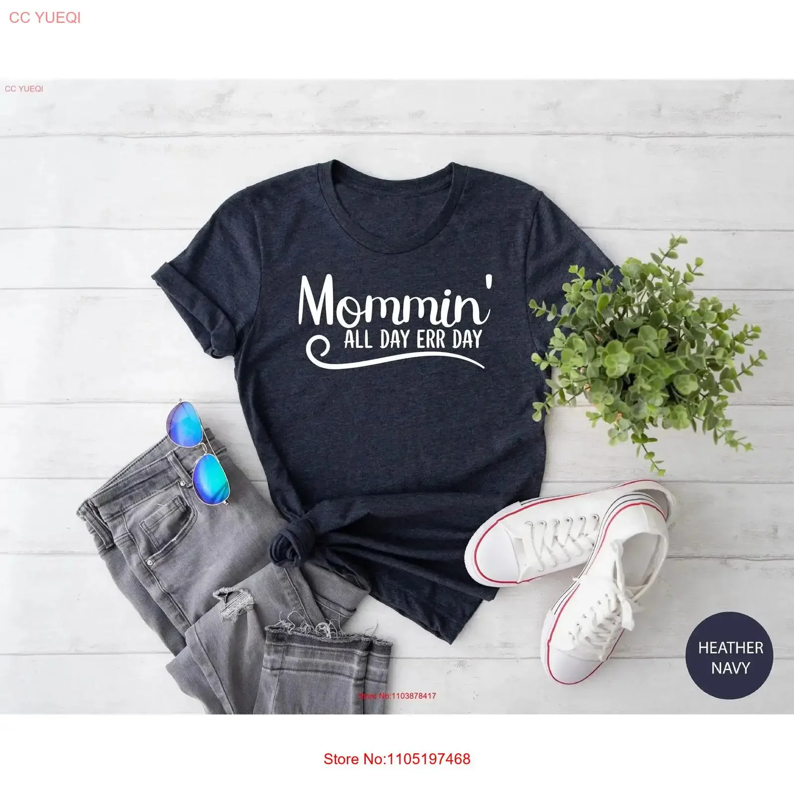 Mommin طوال اليوم Err تي شيرت أمي الأم للأم زوجة ماما خمر غسلها الرسم الأعلى للارتداء اليومي للجنسين قليلا