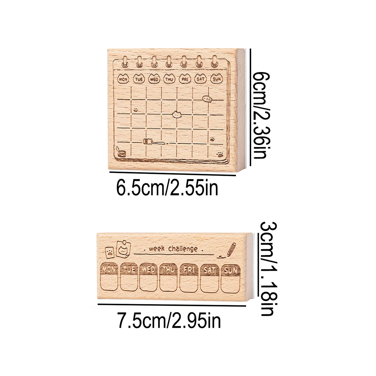 1 PC Creative Animal Wooden Calendar Stamp, Suitable for Notebooks and Planners, Stylish and Exquisite Office and Study Supplies