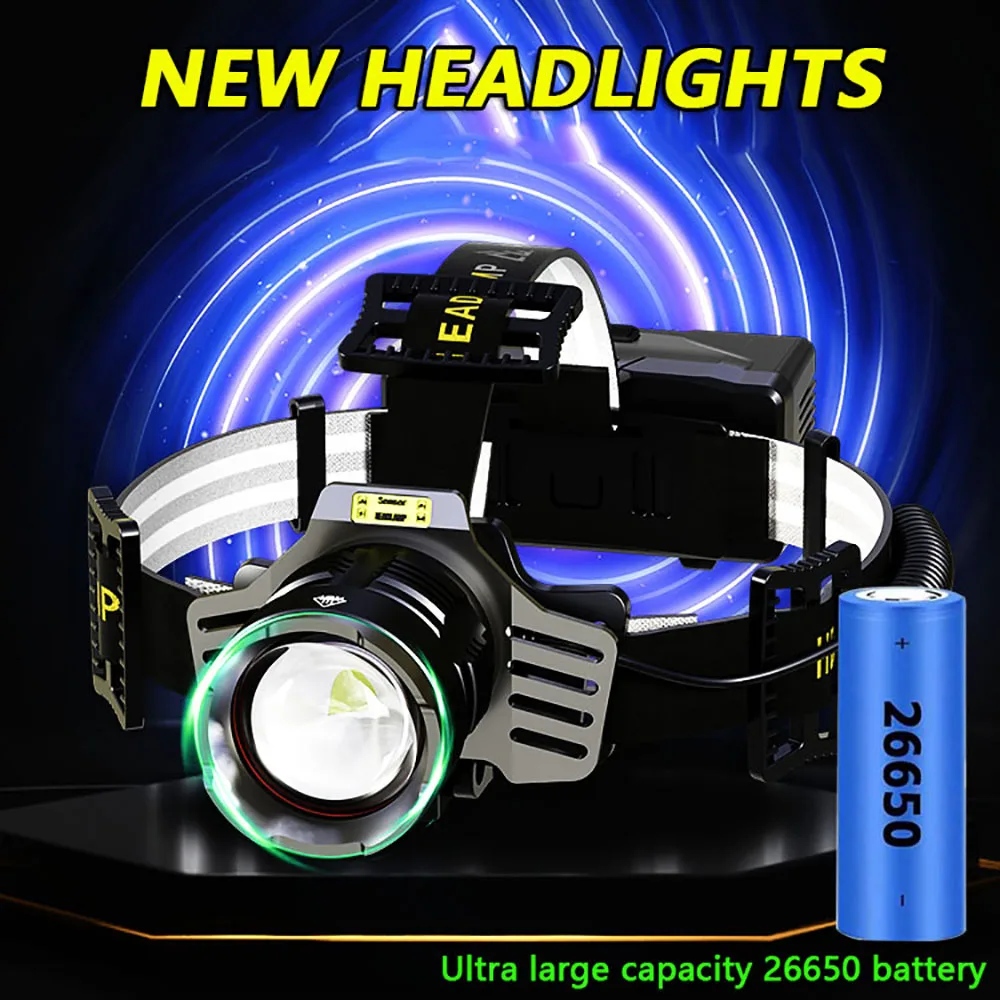 XHP360 عالية الطاقة LED كشافات السوبر مشرق زوومابلي المصباح USB قابلة للشحن ضوء قوي رئيس مصباح للتخييم الصيد #1