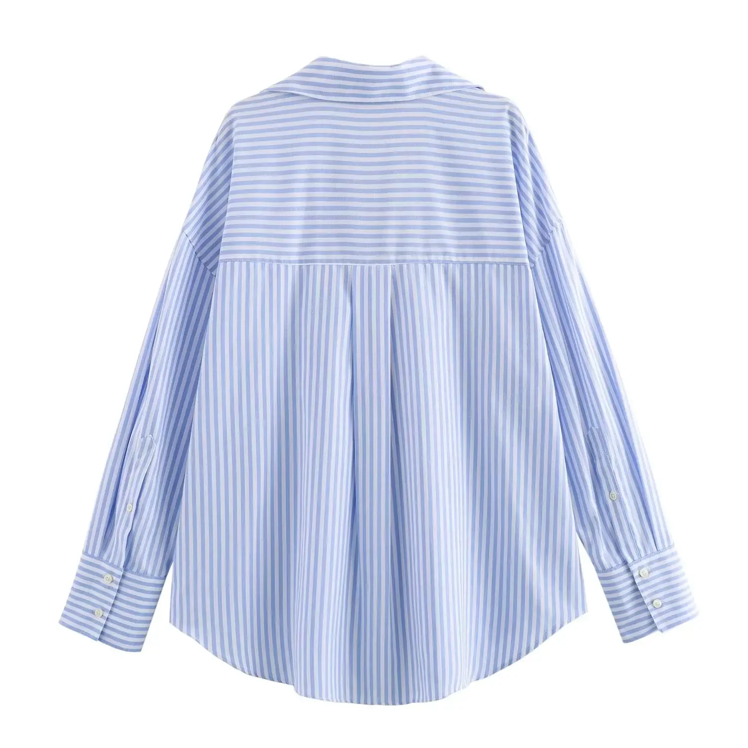 Women's 2024 New Fashion Casual Joker Loose Striped Blouses Retro Long Sleeve Button Blouses Chic Tops.