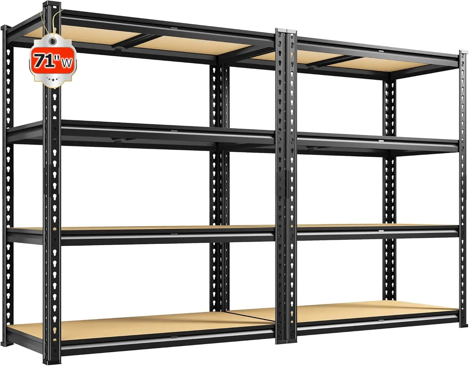 

2-х секционные металлические стеллажи для гаража, усиленные, общая грузоподъемность 3200 фунтов (1450 кг), 60 дюймов (152 см) высотой, 35,5 дюймов (90 см) шириной, 12 дюймов (30 см) глубиной.