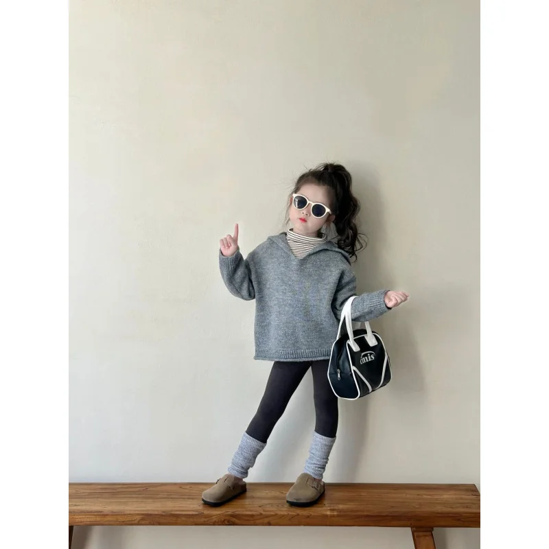 Girls' Sweater2024Autumn New Children's Knitted Sweater Pullover Children Wool Sweater Western Style