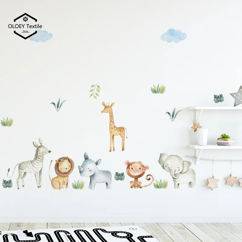 

Cartoon Animal Buddies Wall Stickers for Kids Room Home Decoration Mural Bedroom Removable Wallpaper Nursery Background Poster