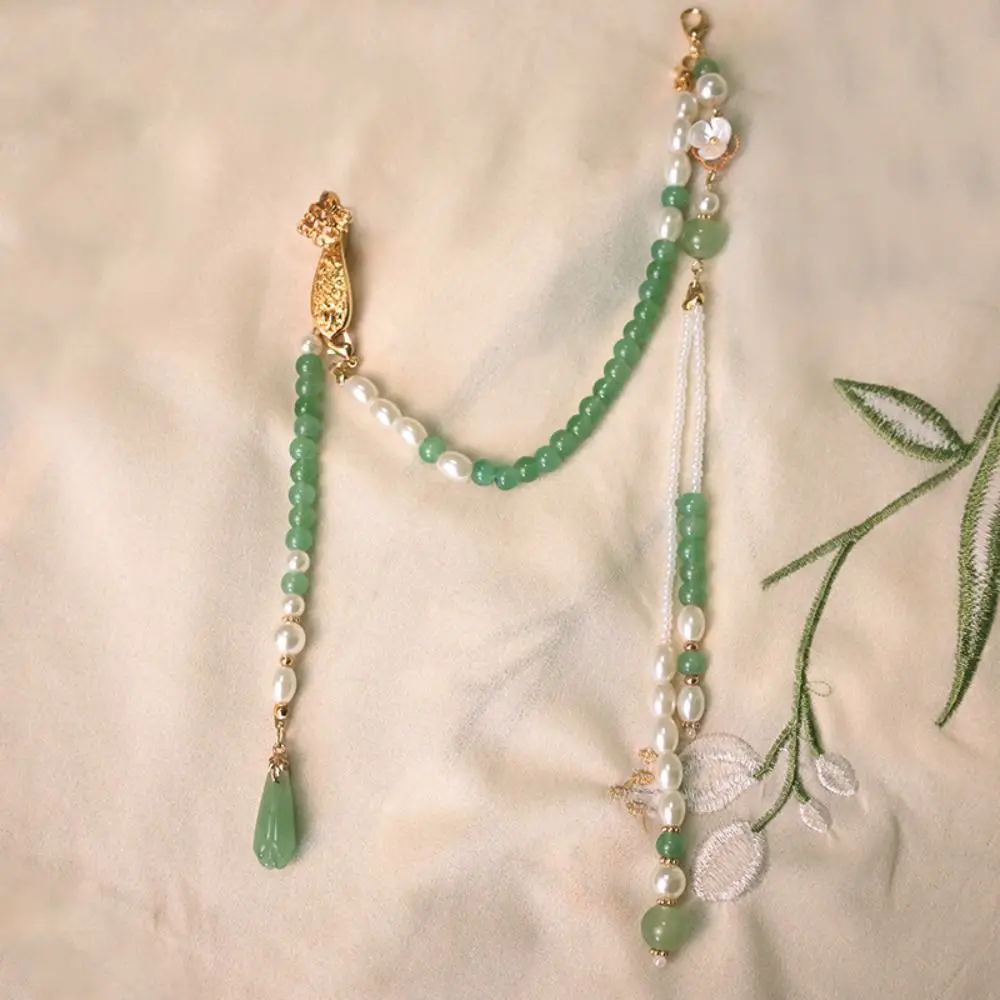 Imitation Pearl Women Hanfu Ornament Fashion Jewelry Long Hanging Tassel Chinese Style Brooch Handmade Cheongsam Pressed Lapel