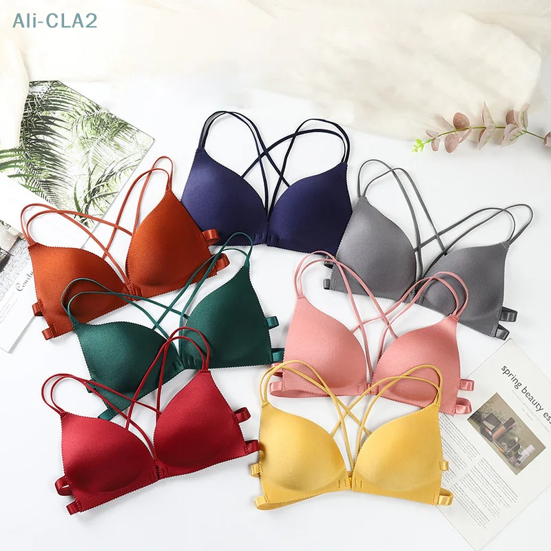 Women Seamless Bra Casual Push Up Tube Tops Wrapped Chest Front Clousure Female Intimate Bralette Bra Underwear