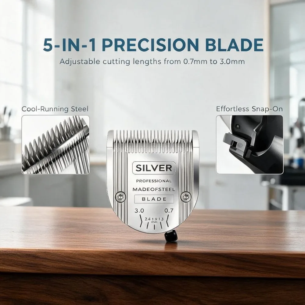 Professional Steel Hair Clipper Blade 0.7-3.0mm Adjustable Sharp Rustproof Stainless Steel Replacement for Most Grooming New