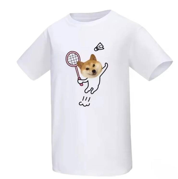 صيف جديد شيبا اينو جرو هريرة الريشة البدلة القطنية المطبوعة الرياضية قصيرة الأكمام تي شيرت للجنسين