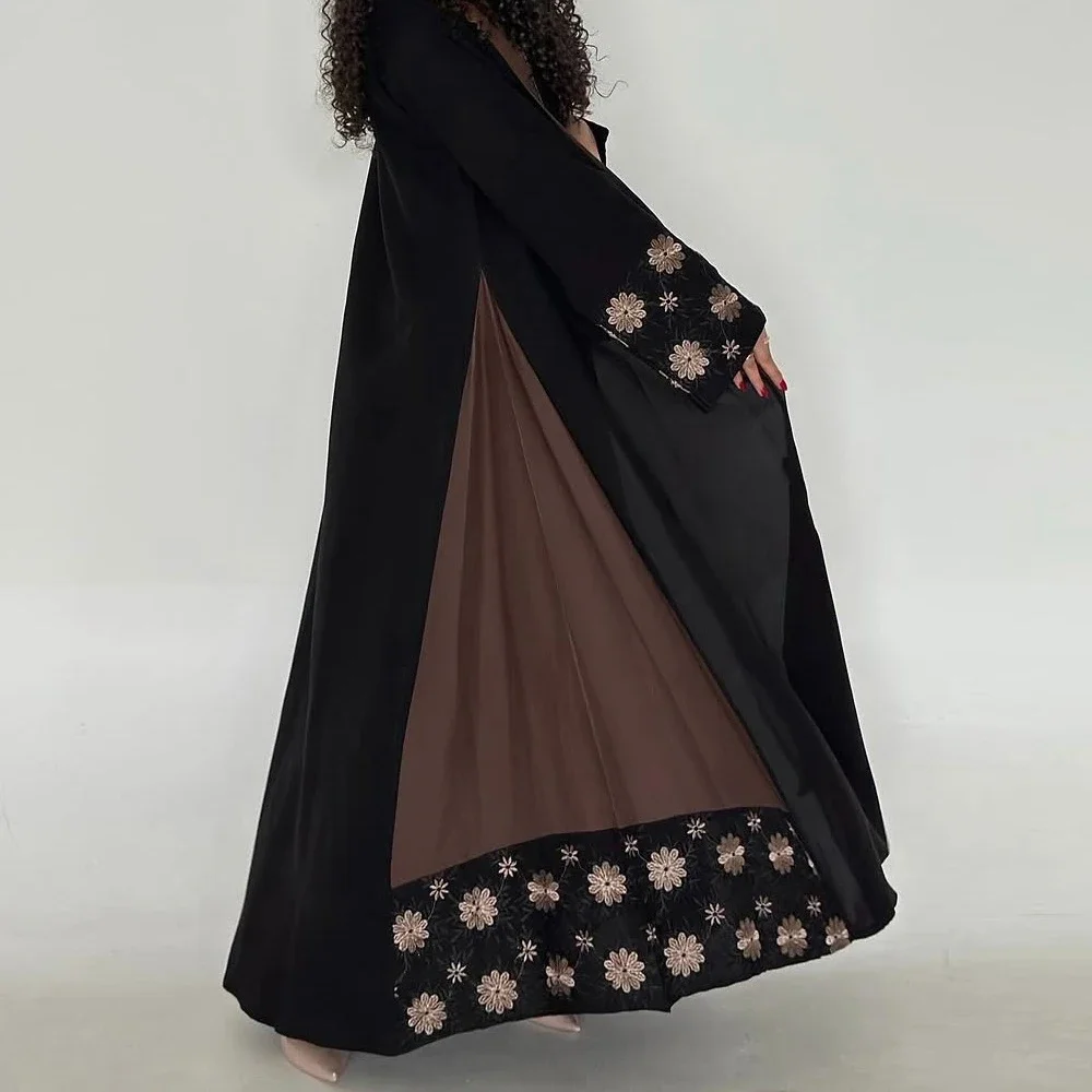 Eid broderie Abayas femmes Robe musulmane dubaï caftan Kimono Cardigan Ramadan Islam Jalabiya Kebaya Caftan Marocain Femme Robe