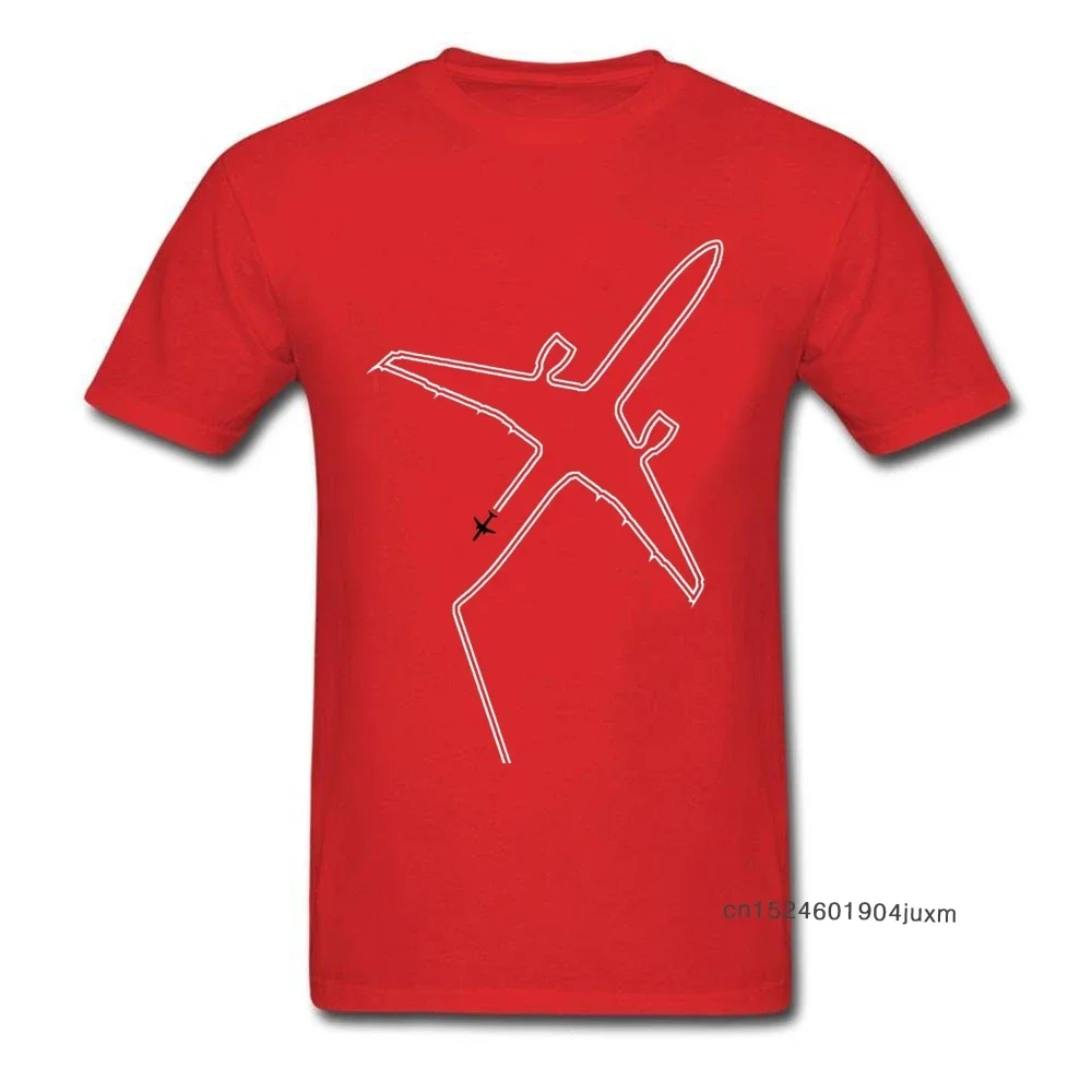 Oversized Men T-shirt Air Plane Print Tshirt Cotton T Shirt Contrails Slight Delay Gift Father Day Red Clothes Tees L