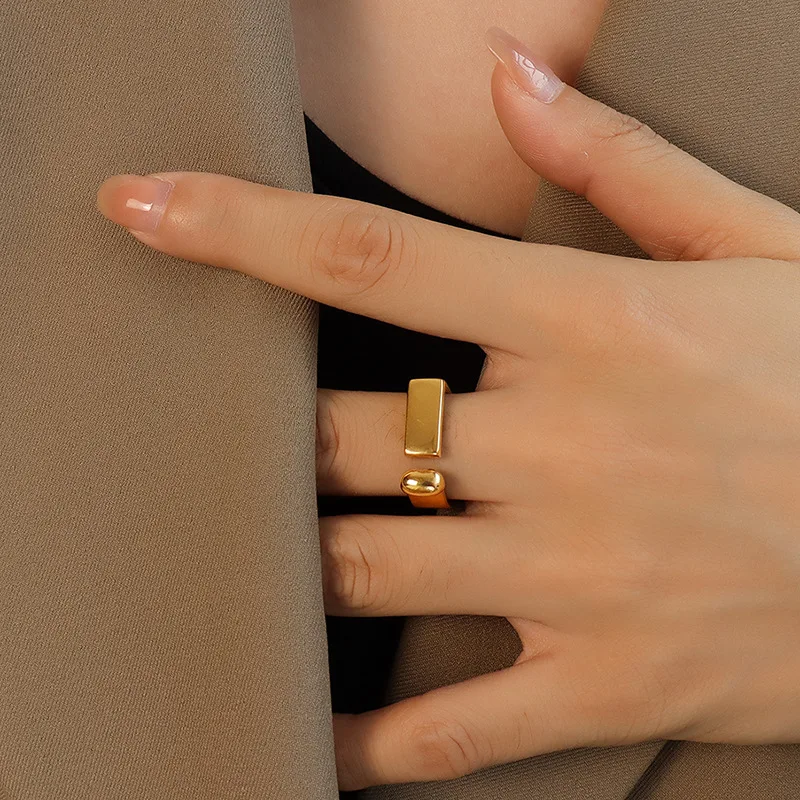 Minimalist Rings In 316L Stainless Steel With 18k Gold Plated Waterproof Non Tarnish Women\'s Ring Aesthetic Woman Jewelry