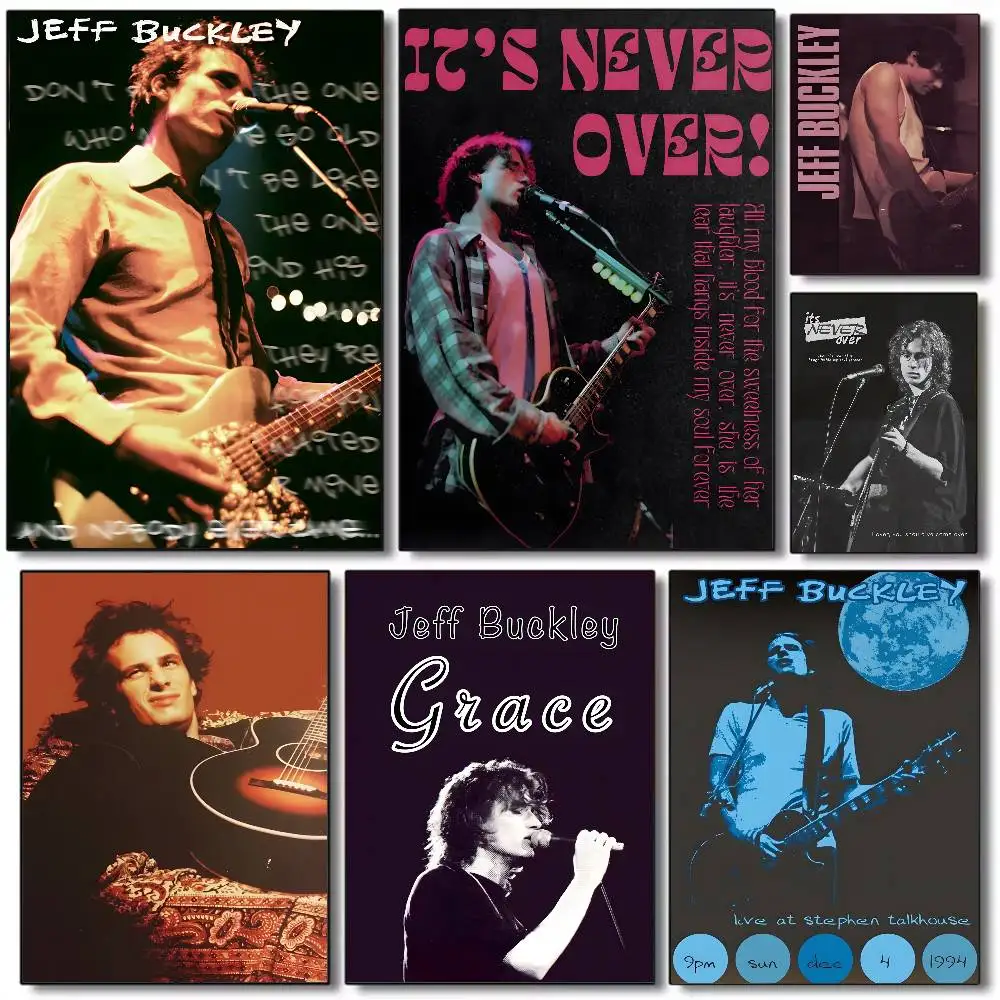 Póster J-jeff B-Buckley Singer, arte HD, pared adhesiva, impermeable, hogar, sala de estar, dormitorio, bar, decoración estética