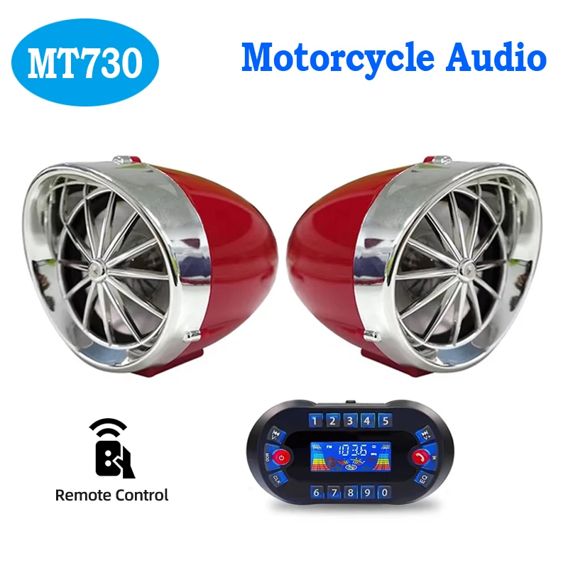 

MT730 Motorcycle Bluetooth Speaker USB FM Radio Stereo Loud Speaker Output 2.1A MP3 Music Player Supports TF/U Disk Time Display