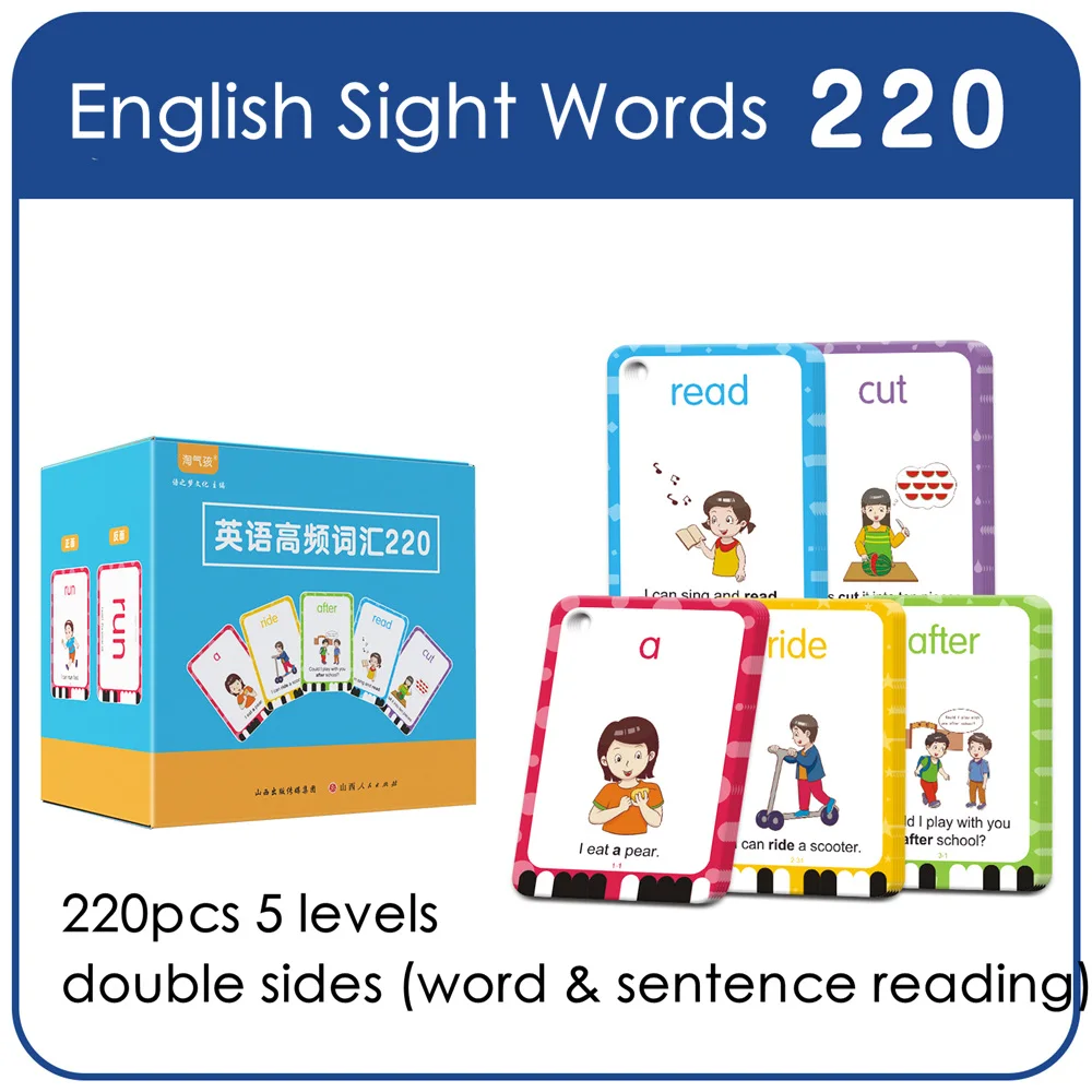 Posso leggere la frase macchina per l'apprendimento dell'inglese flashcard bambini scuola primaria 220 Sight Words Flash card Phonics giocattoli educativi