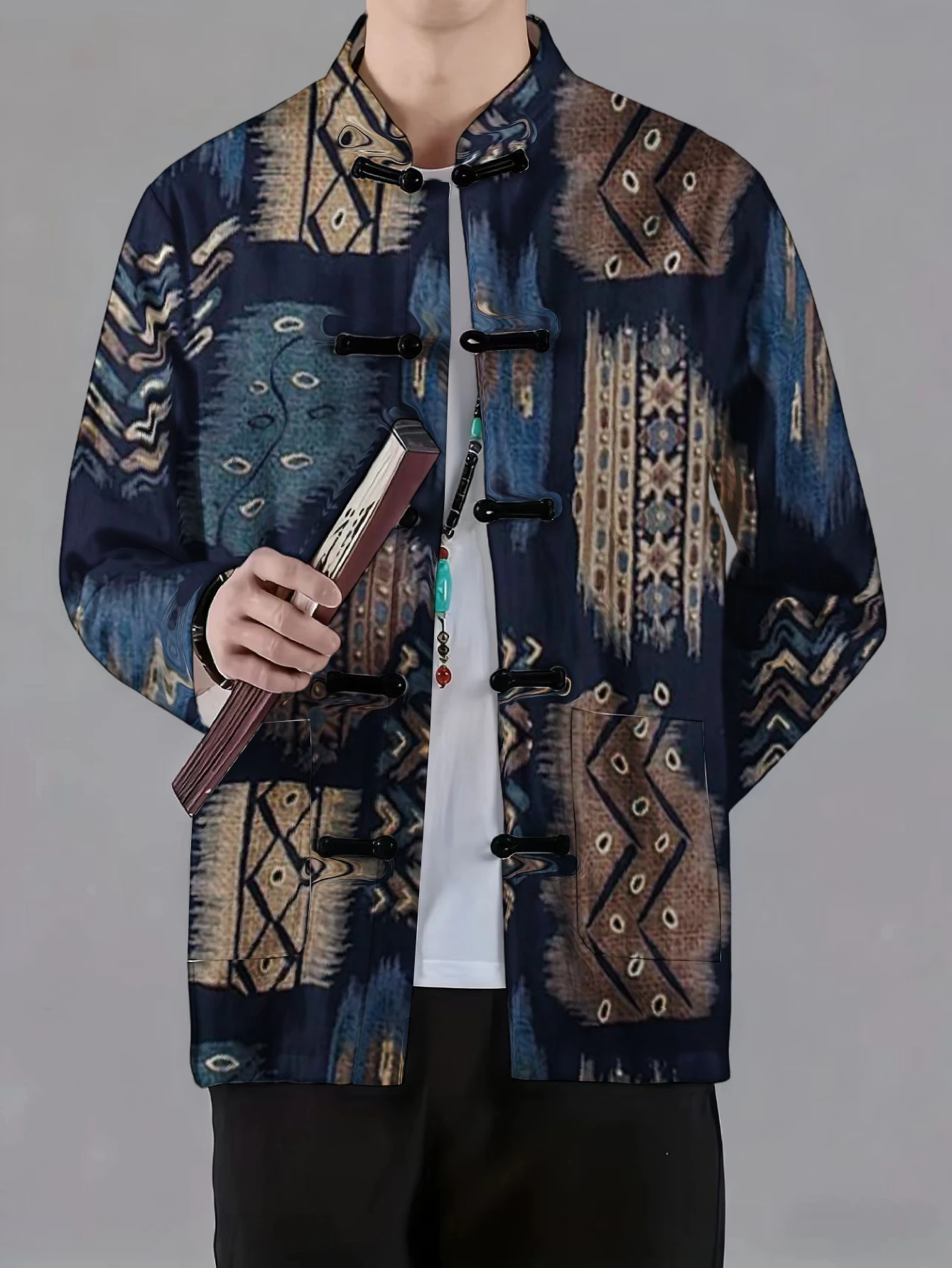 メンズ マンダリンカラー フロッグボタン ジャケット エスニ - Ethnic Wear Fashion Designer のレビューと価格