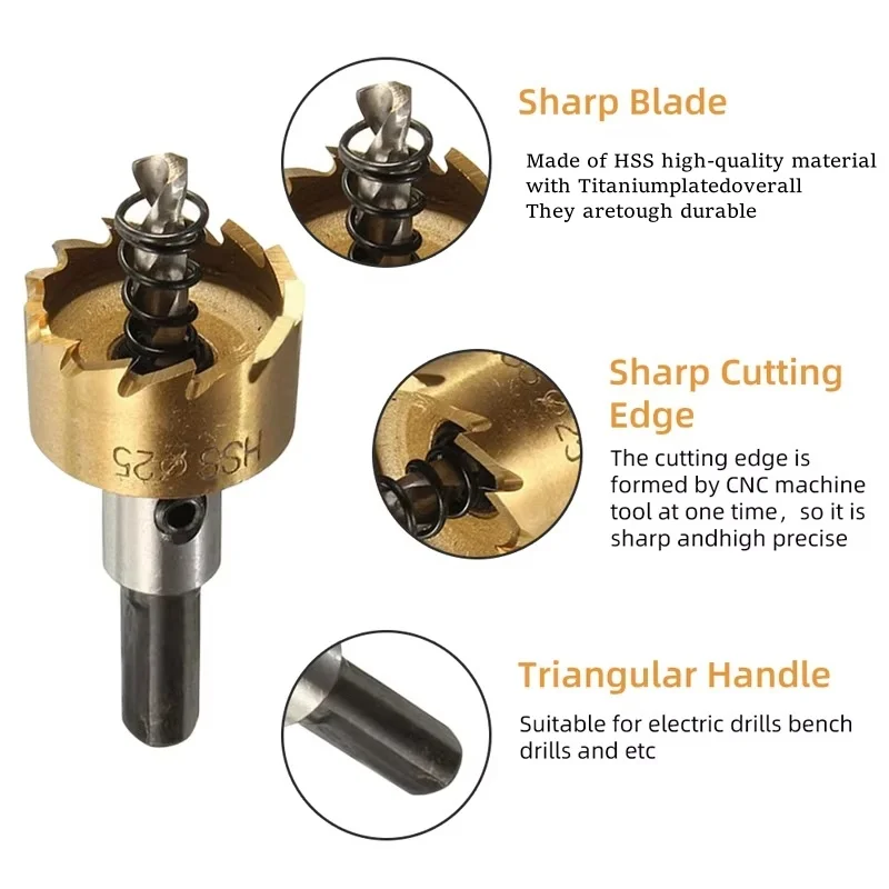 1 ชิ้น 12 มิลลิเมตรถึง 80 มิลลิเมตรไทเทเนียมเคลือบ HSS เจาะรูสแตนเลสโลหะตัดสําหรับงานไม้