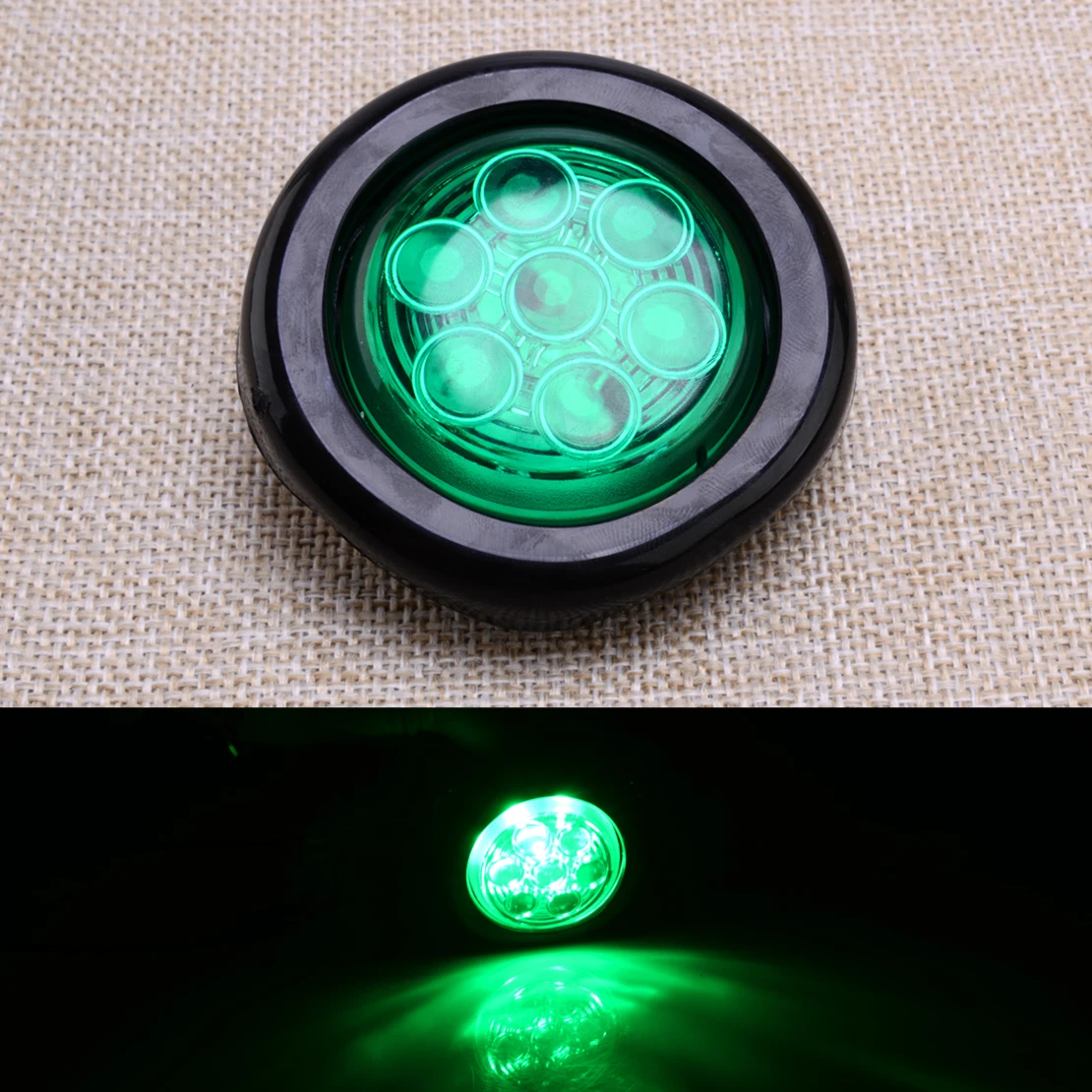

12 В зеленый 2-дюймовый 7-светодиодный круглый боковой габаритный фонарь для прицепа, универсальный задний фонарь для прицепа, грузовика, автофургона, лодки, каравана
