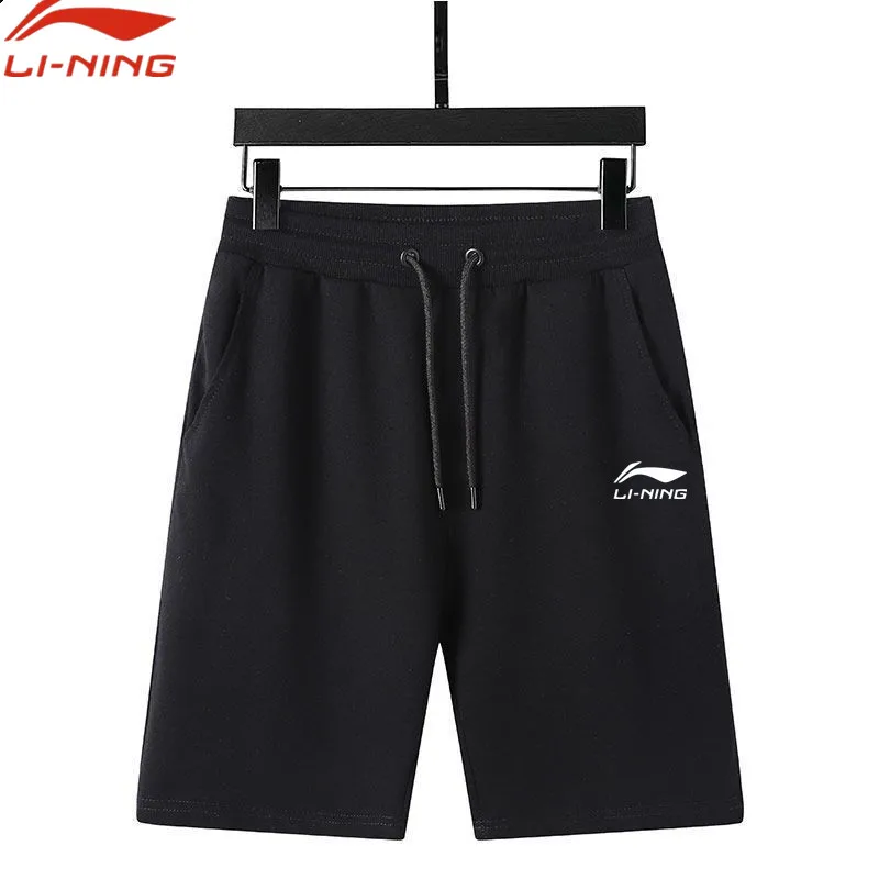 

Li-Ning 2024 Summer 100% Cotton Men's Shorts Drawstring Design Beach Sports Jogging Shorts Quality Outdoor Sports Shorts