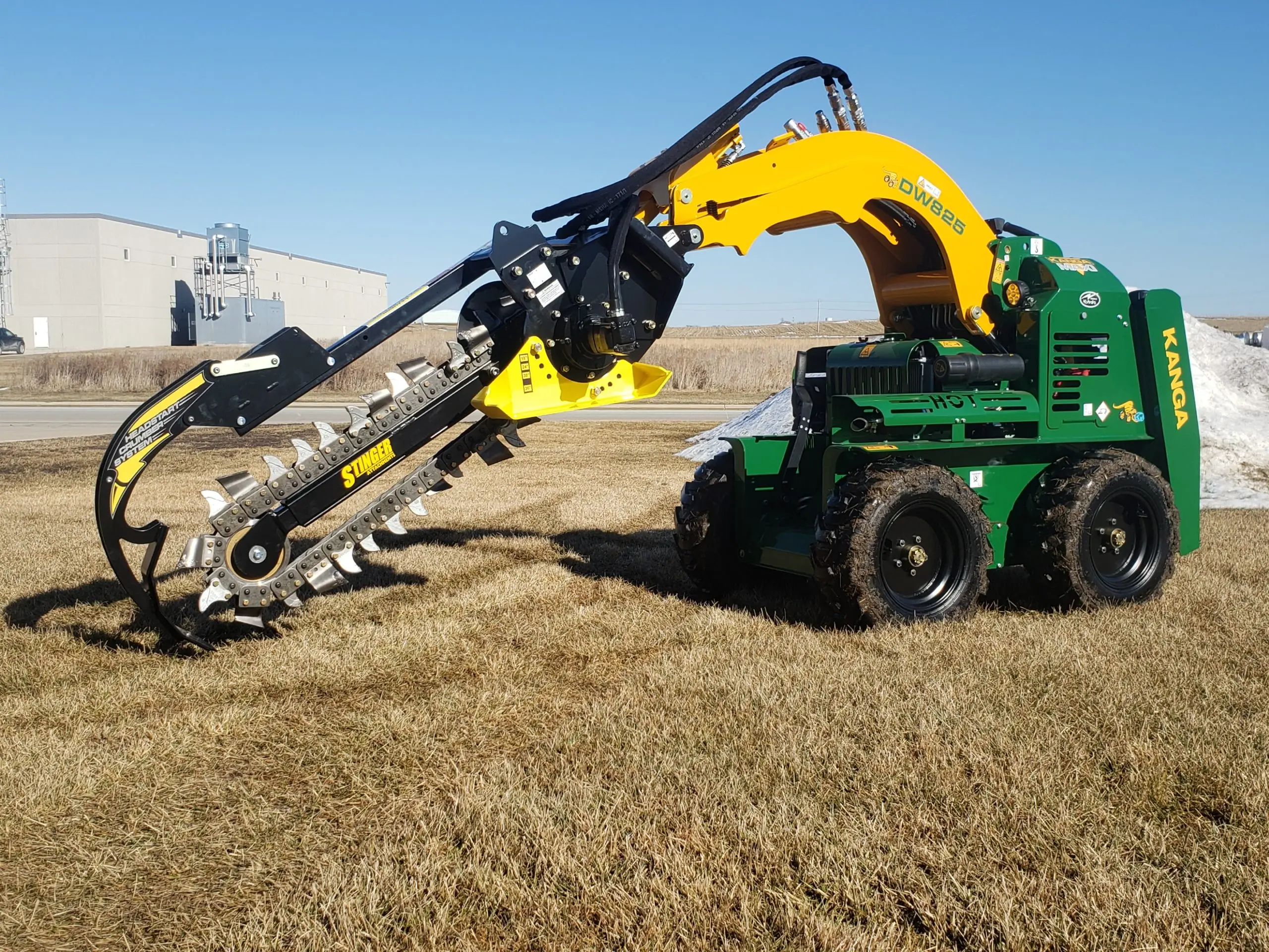 High Efficiency Trencher Ditcher Attachment Trenching Digging Machine For Diesel Electric Mini Tracked Skid Steer Loaders