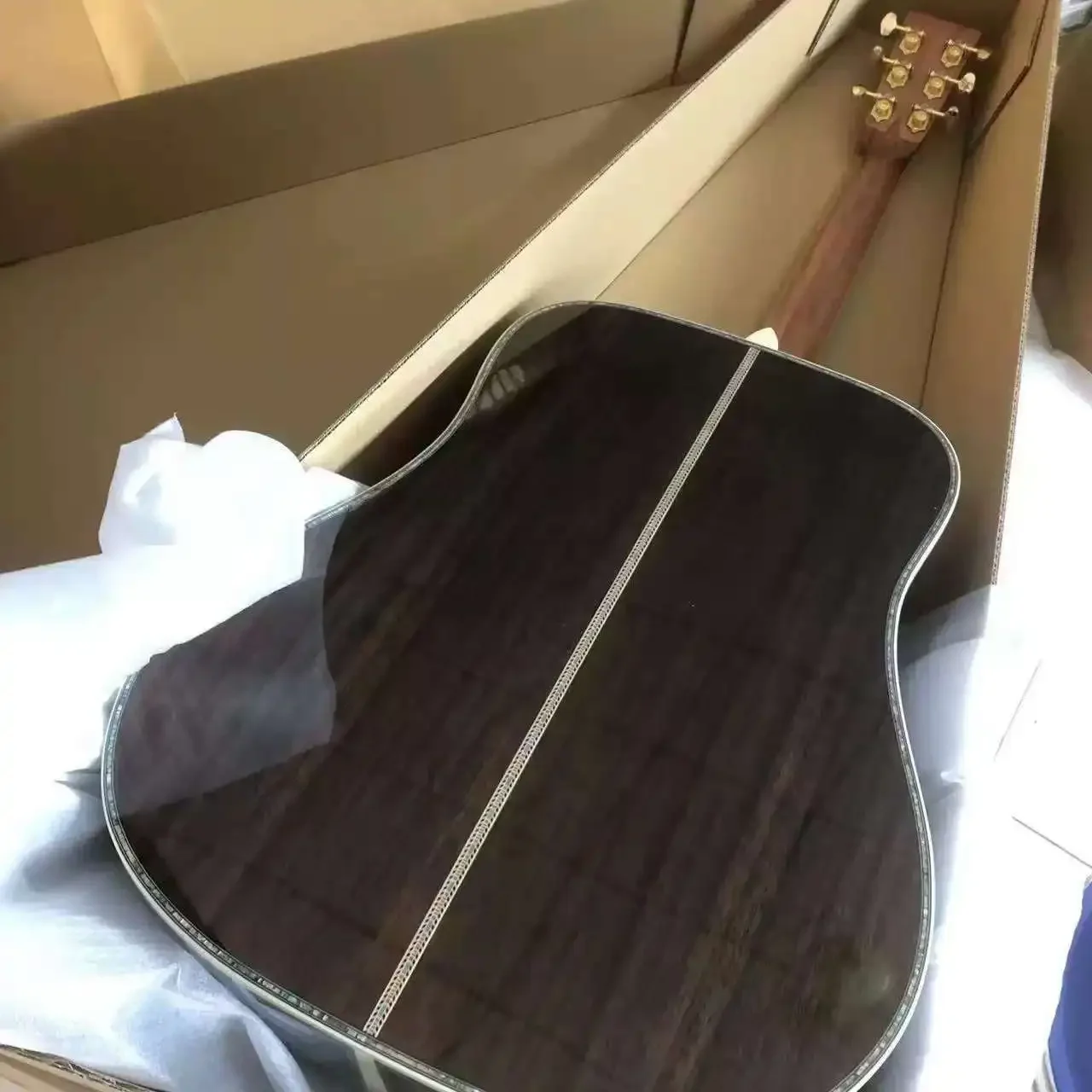 

All solid wood D45 series full abalone inlay surface yellow glossy paint acoustic guitar