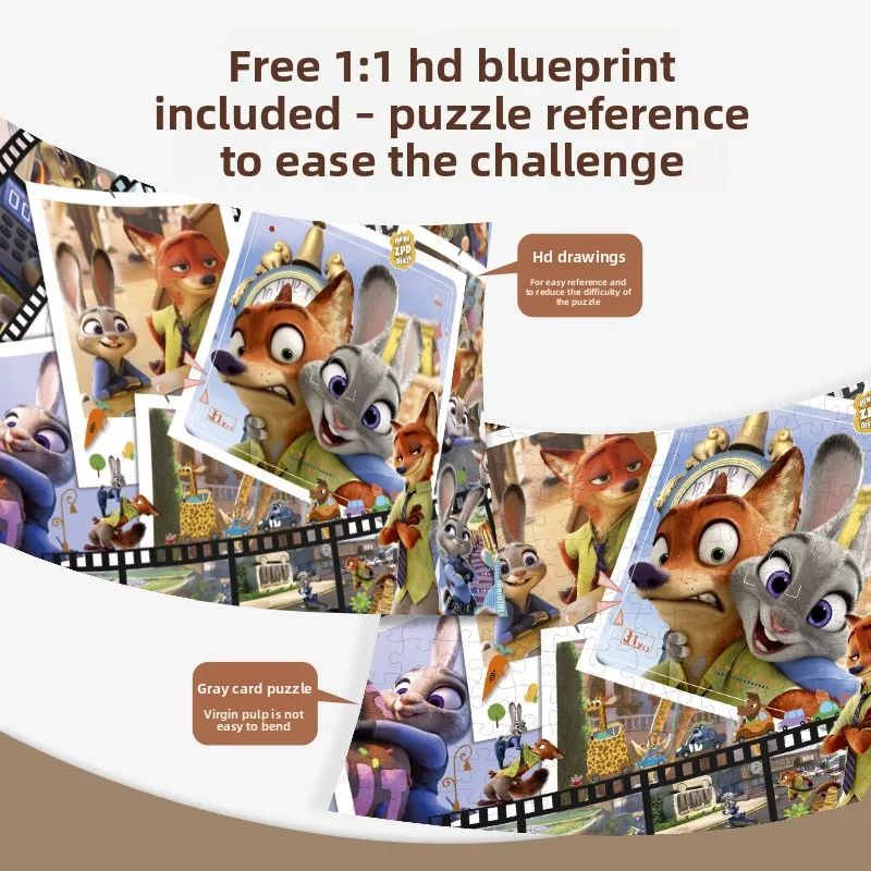 Gubu Disney Zootopia 2 Serie di puzzle progressivo - Set di apprendimento Judy Nick da 100/200/500 pezzi per bambini 6+, regalo perfetto