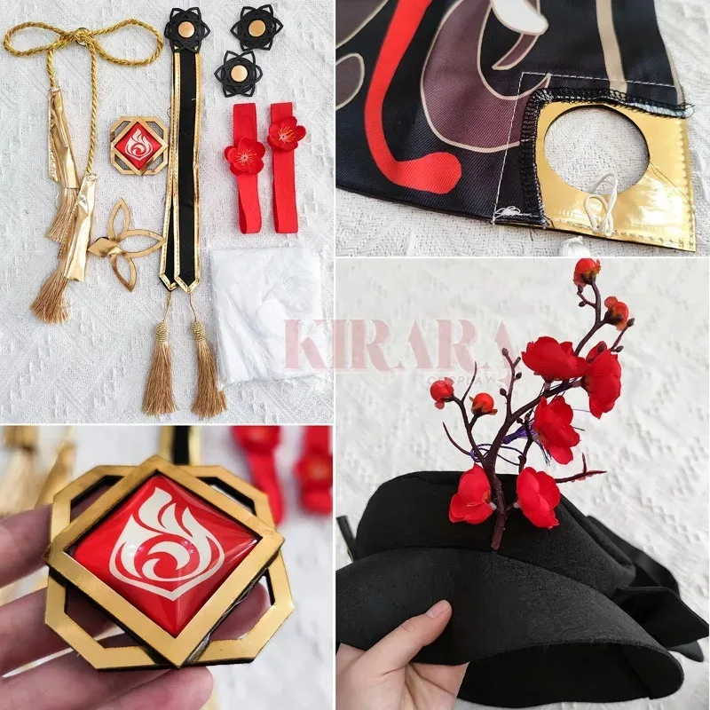 

25COSHutao костюмы для косплея игра Impact Hu Tao косплей парик волосы карнавальные наряды для ролевых игр с кольцами Hutao обувь для косплея