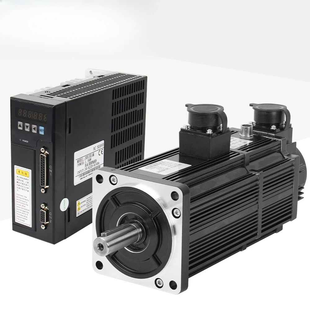 Kaihong Micro 1KW 1.5KW 2.6KW 3.8KW 5.5KW 7.5KW 220v 6A 17Bit 3000RPM AC High Torque Servo Motor Kit with Brake Drive for numeri