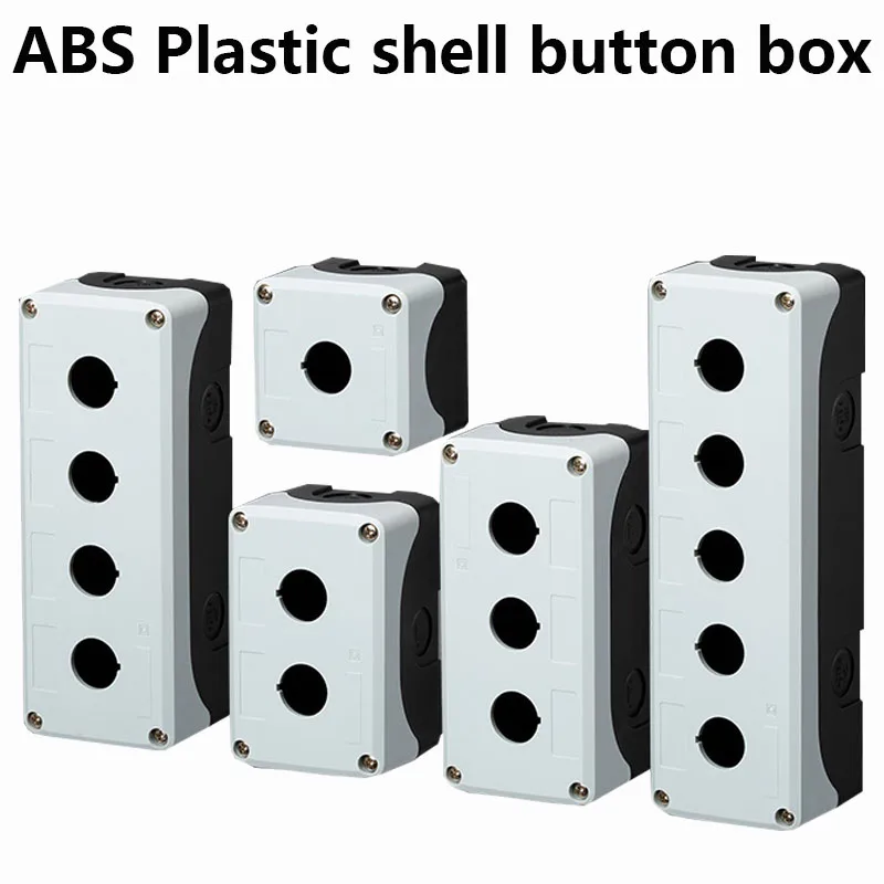 1Pc Waterproof button box switch control box 1/2/3/4/5hole industrial indicator light electrical plastic emergency stop box 22mm