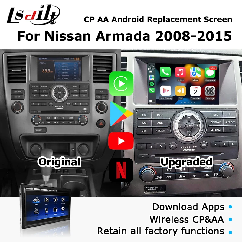 Lsailt CP AA Android сменный экран для Nissan Armada 2008-2015 Navara R51 IPS HD экран suppot Mirror Link, добавить FM-радио