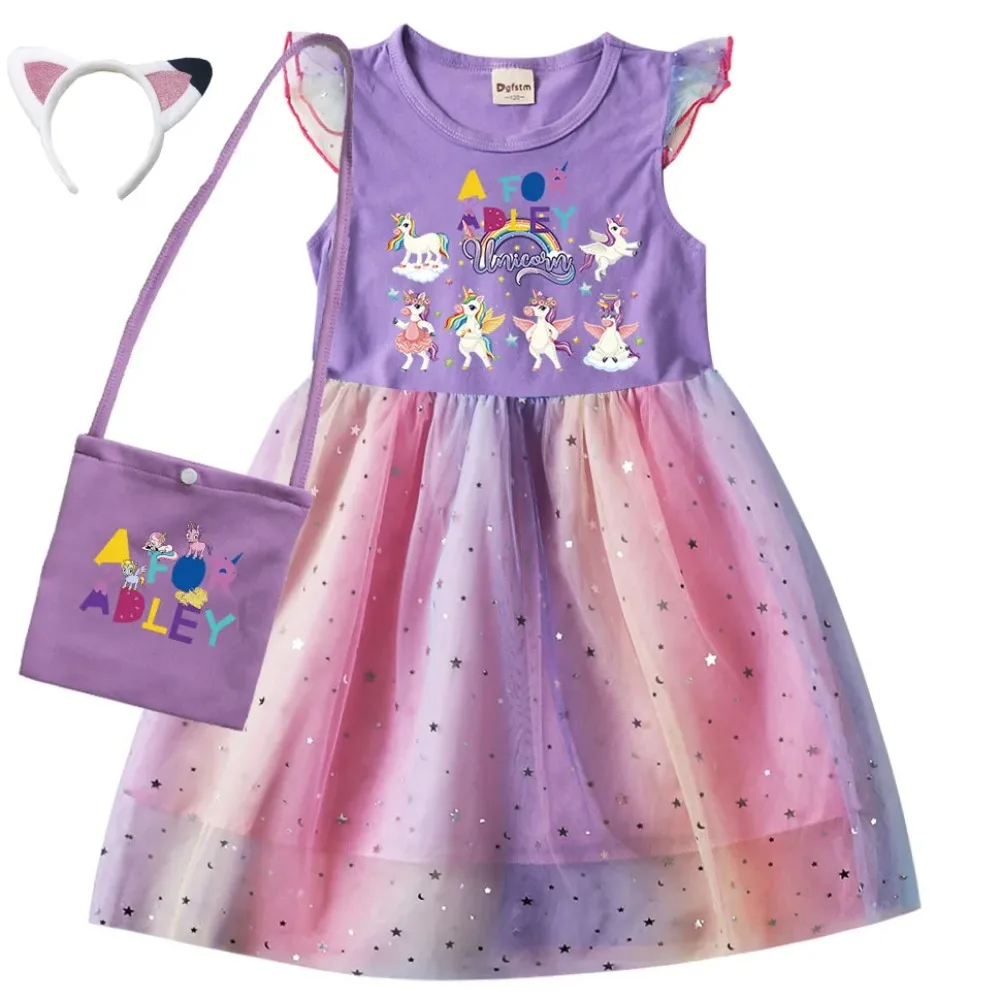 

A for Adley Clothes Baby Girls 2024 Summer Short Sleeve Casual Dreess Kids Evening Party Dresses Children Fancy Elegant Vestdios