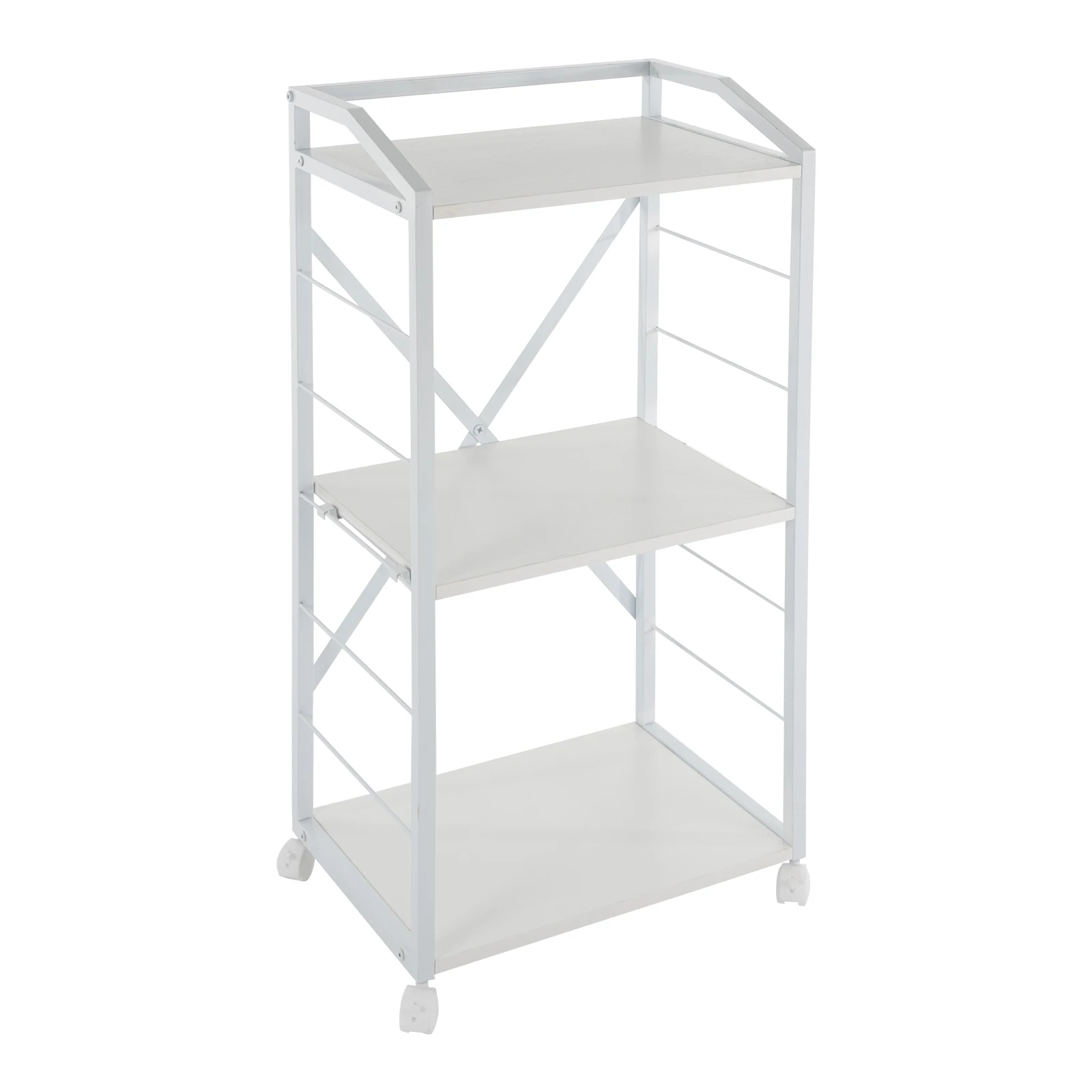 3-Tier Mobile Printer Stand Holder Space-saving Modern Storage Shelf With Wheels White/Black