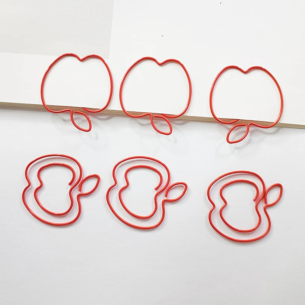 

50Pcs Red Paperclips Fruit Design Paper Clips for Organizing Papers Classroom Teacher Supplies Creative Paperclips