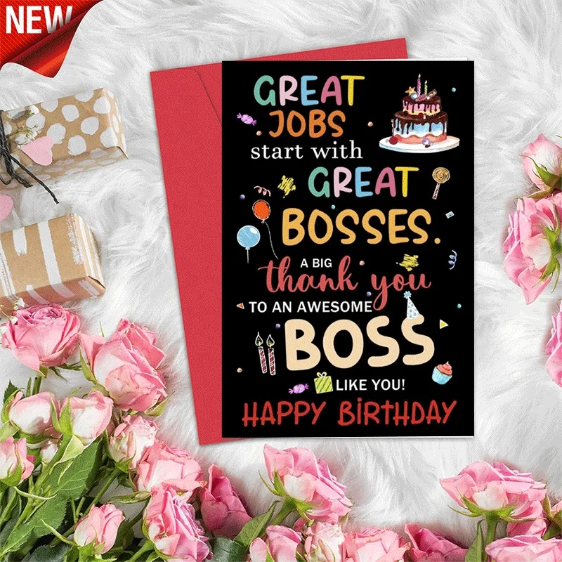 

Happy Birthday Boss Greeting Card, Thank You Card for Great Boss, Appreciation Card for Awesome Boss Birthday