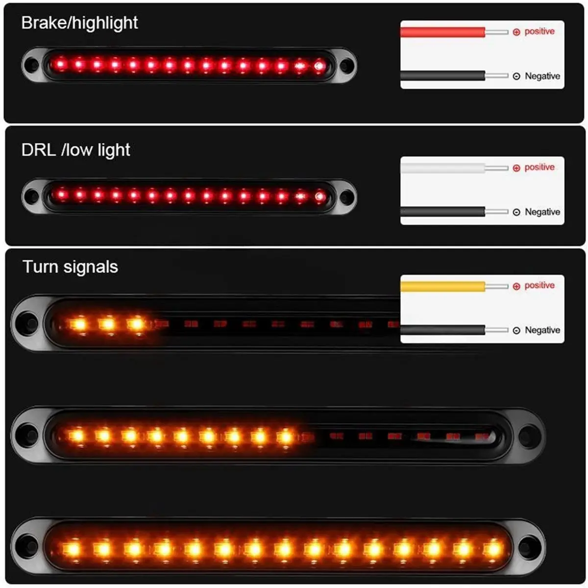 Compatible 2pcs Sequential Strobe 30 LED Trailer Tail Light Bar for Pickup Truck RV UTV