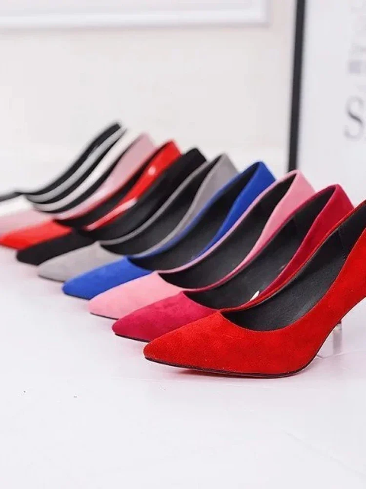 Large Size Women\'s Pumps Pointed Toe Patent Leather High Heels Dress Shoes White Wedding Shoes Thin Heels Basic Pump Red 2024