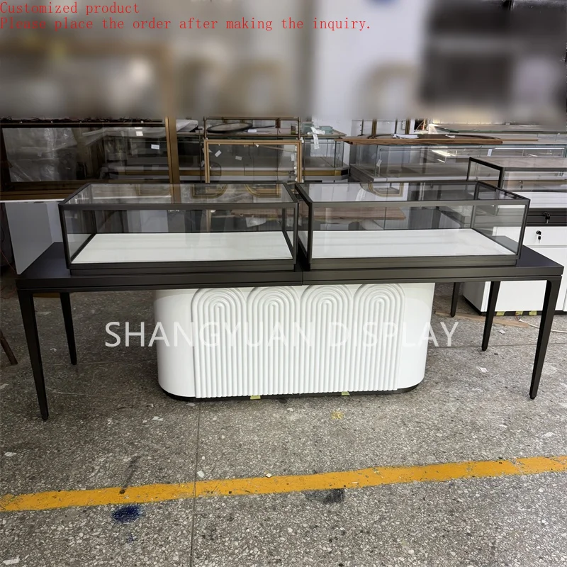

Custom.High End White Lacquered Jewelry Shop Interior Design Wooden Jewelry Display Cabinet Display Showcases Jewelry