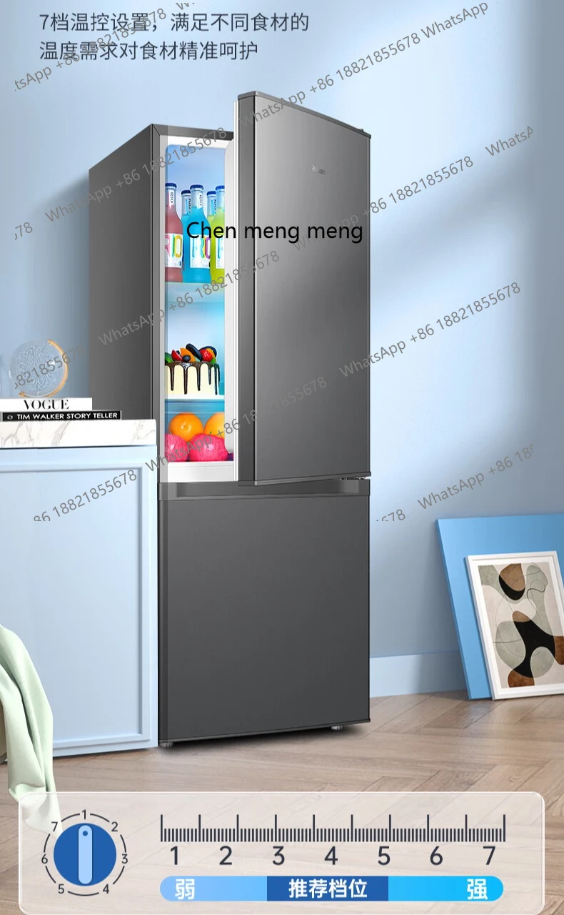 ตู้เย็นสองประตูสำหรับใช้ในบ้าน ขนาดเล็ก แช่เย็นและแช่แข็งให้เช่า ตู้เย็นสองประตูประหยัดพลังงานสำหรับหอพัก