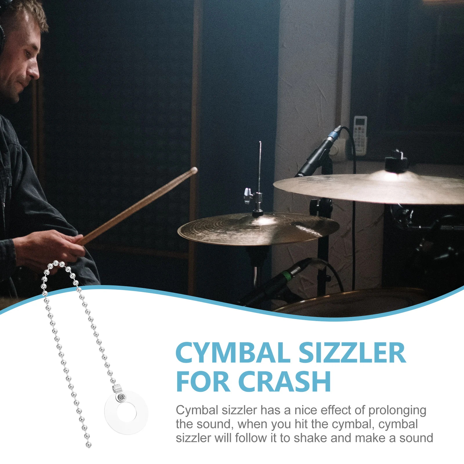 

Cymbal Sizzler Alloy Chain Drum Set Cymbal Extension Professional Sound Adjustment Replacement Chain Accessory for Drummers